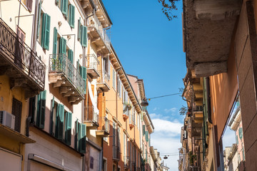 Fototapeta na wymiar View of building on the street in Verona, Italy