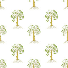 Seamless pattern with doodle ficuses.
