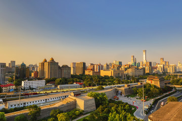 Fototapeta na wymiar Beijing aerial view of famous landmarks from roof top.