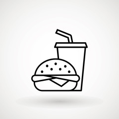 Burger Hamburger icon illustration web site mobile logo app UI design, meat, beef, food, lettuce, sandwich, meal, grilled, tomato, bun, snack, onion, cheese sign symbol. Fast food vector.