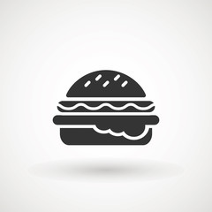Burger Hamburger icon illustration web site mobile logo app UI design, meat, beef, food, lettuce, sandwich, meal, grilled, tomato, bun, snack, onion, cheese sign symbol. Fast food vector.