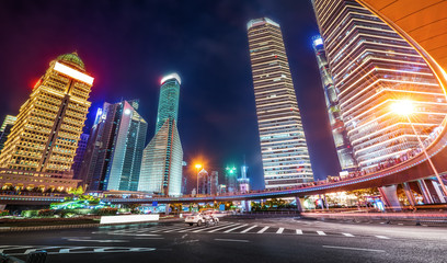 Urban Nightscape of Lujiazui Architectural Landscape in Shanghai..