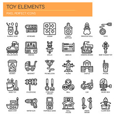 Toy Elements , Thin Line and Pixel Perfect Icons