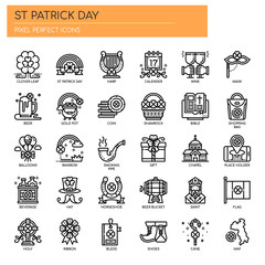 St Patrick Day , Thin Line and Pixel Perfect Icons