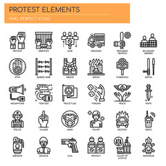 Protest Elements , Thin Line and Pixel Perfect Icons