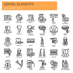 Dental Elements , Thin Line and Pixel Perfect Icons
