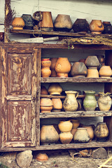 Collection of clay pots in the Museum