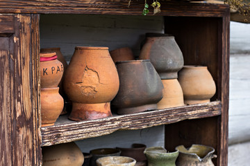 Collection of clay pots in the Museum