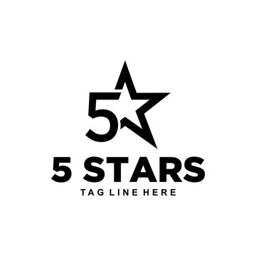 Illustration rate number 5 in join with the star symbol logo design