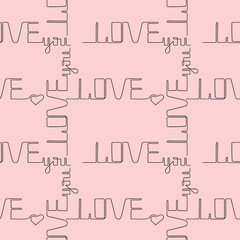 Love you lettering on pink background, for background