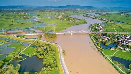 Aerial photo of rural scenery after early autumn rain in xuancheng city, anhui province, China