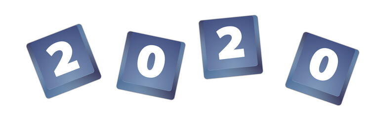 Das neue Jahr 2020 - blaue Tasten Tastatur