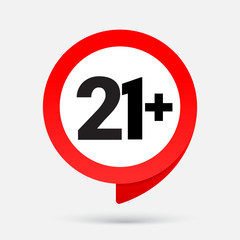 21 Icon isolated on gray background. Age restriction sign. twenty one plus symbol, UI. Vector illustration