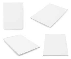 Set of blank brochures on white background. Mock up for design