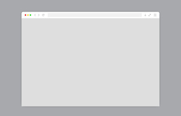 Web browser window white template. Sample frame design Internet page mockup. Blank screen web browser in flat design. Vector illustration