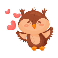 Cute love owl. Vector illustration on white background.