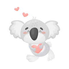 Cute koala in love. Vector illustration on white background.