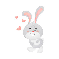 Cute love bunny. Vector illustration on white background.