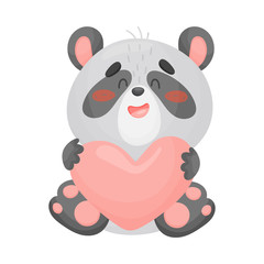 Cute panda lover. Vector illustration on white background.