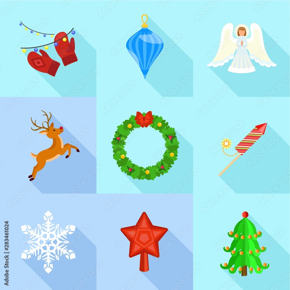 Poster christmas time icon set. flat set of 9 christmas time vector icons for web design isolated on white 