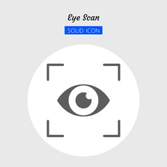 solid icon symbol, eye scan digital technology, security, identity, scanner, Isolated flat silhouette vector design