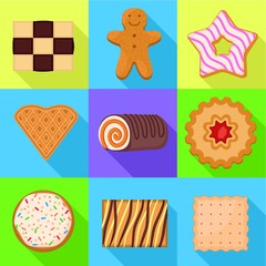 Holidays cookies icon set. Flat set of 9 holidays cookies vector icons for web design isolated on white background