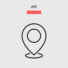 line icon symbol, GPS travel, location, destination, Isolated flat outline vector design