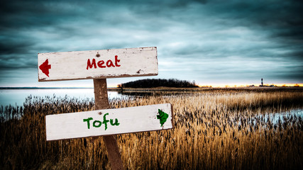 Street Sign to Tofu versus Meat