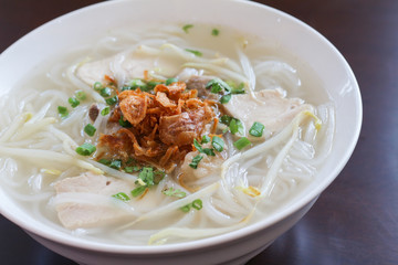 Pho bo, Vietnamese food, rice noodle soup with sliced beef