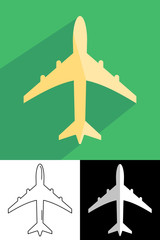 Aeroplane icon top view . flat icon set.