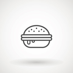 Burger Hamburger icon illustration web site mobile logo app UI design, meat, beef, food, lettuce, sandwich, meal, grilled, tomato, bun, snack, onion, cheese sign symbol. Fast food vector.