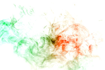 Abstract wavy ink and smoke pattern in green and red on a white background. Print for clothes. Disease and viruses.