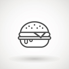 Burger Hamburger icon illustration web site mobile logo app UI design, meat, beef, food, lettuce, sandwich, meal, grilled, tomato, bun, snack, onion, cheese sign symbol. Fast food vector.