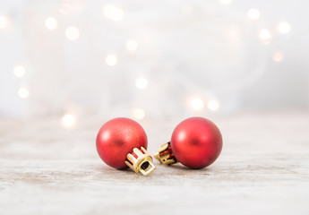 Red Christmas Balls With Glittering Background