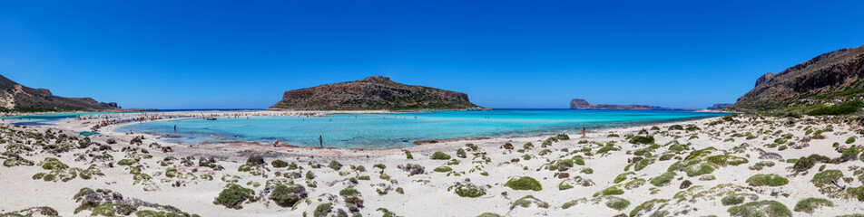 Fototapeta na wymiar Balos lagoon on Crete island, Greece. Crystal clear water of Balos beach.