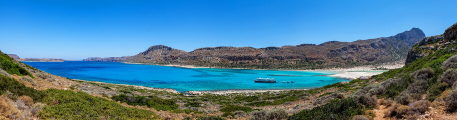 Balos lagoon on Crete island, Greece. Crystal clear water of Balos beach.