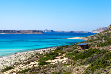 Fototapeta premium Balos lagoon on Crete island, Greece. Crystal clear water of Balos beach.
