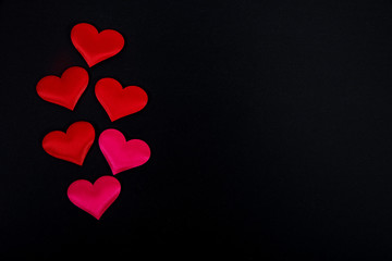 Hearts On Black Background - Valentines Day Concept