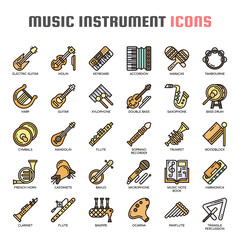 Music Instruments , Thin Line and Pixel Perfect Icons