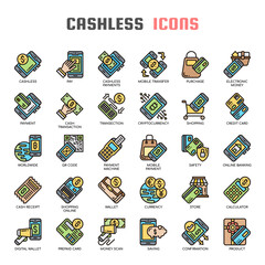 Cashless  , Thin Line and Pixel Perfect Icons
