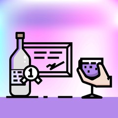 Wine guarantee illustration, color outline style