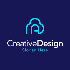 A and cloud vector logo, A cloud logo design inspiration. Vector letter template design for brand.