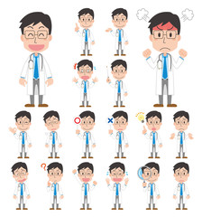 医者　医師　男性　表情　ポーズ　セット