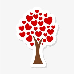 Tree with hanging hearts. Love tree with heart leaves