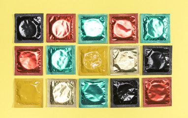 Top view arrangement with condoms
