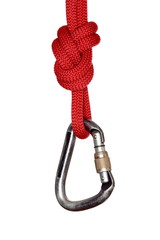 Haken mit rotem Seil freigestellt