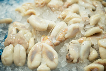 cuttlefish eggs sold on fish and seafood market