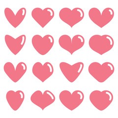 Set of vector template. Abstract red heart icons.