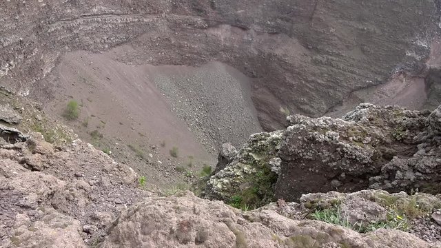 Mount Vesuvius summit crater static view of rock formation this volcano is a somma stratovolcano located on Gulf of Naples in Italy and consists of cone partially encircled by steep rim of caldera 4k