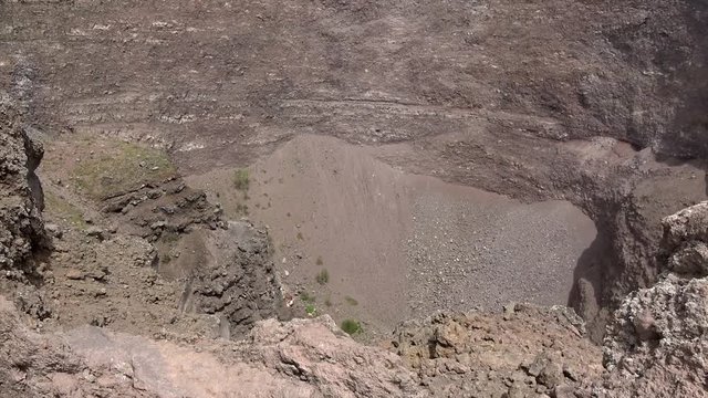 Mount Vesuvius summit crater view of rock formation this volcano is a somma stratovolcano located on Gulf of Naples in Italy and consists of cone partially encircled by steep rim of caldera 4k